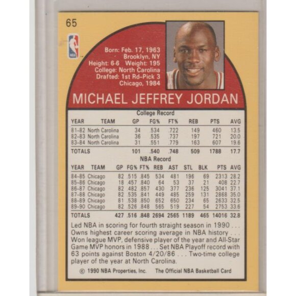 Michael Jordan 1990-91 NBA Hoops #65 Chicago Bulls - Picture 2 of 2